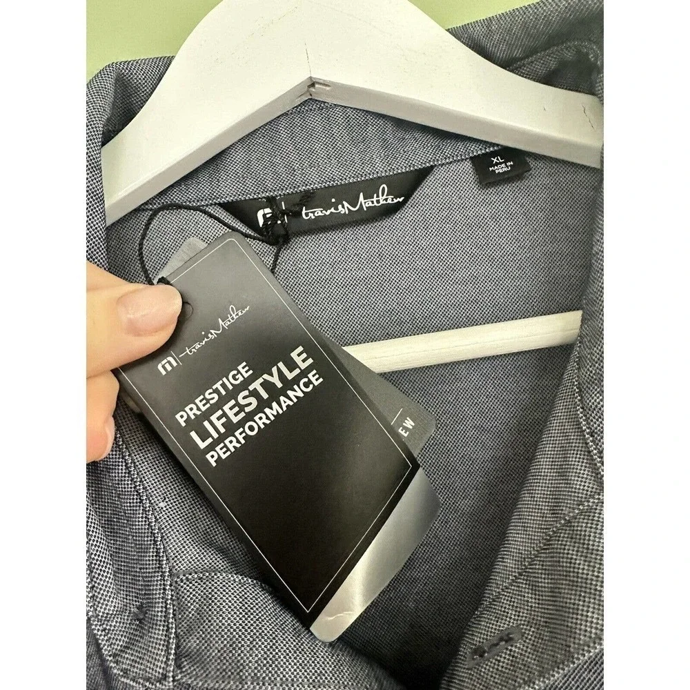 Travis Mathew Polo Shirt Long Sleeve Mens Sz XL Oceanside Heather Lexus Grey‌ - Picture 2 of 7